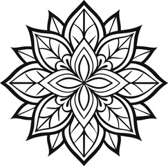 Vector lotus crocus flower line art mandala design. Generative AI