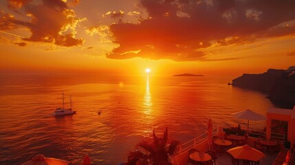 Fiery Skies Over Santorini: Greece's Captivating Sunset