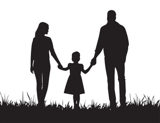 silhouette of a family mom dad and daughter