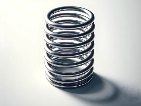 Flexible iron tube spiral spring in abstract white background
