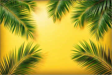 palm tree branches on a colored background