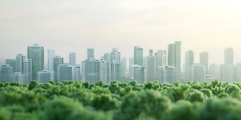 Concept of sustainable living in a green city. Concept Eco-friendly Architecture, Renewable Energy, Urban Gardening, Recycling Initiatives, Sustainable Transportation