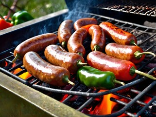 Festive BBQ Smoked Sausages and Peppers image Generative Ai