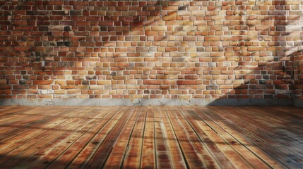 Brick Wall and Wooden Floor Background