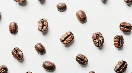 Celebrating International Coffee Day with Coffee Beans Arranged on White Background