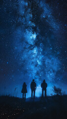 People stand in the night sky.generative ai
