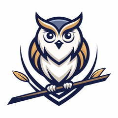 Black and white logo featuring a happy owl perched on a branch