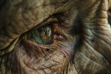 Aged skin with wrinkles close up