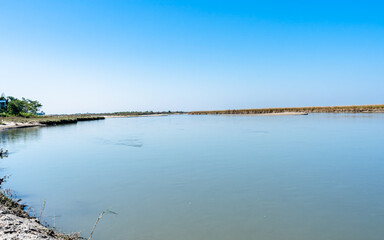 Landscape view of Koshi river in Nepal.