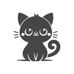 A cute cat silhouette vector illustration, cat with a eyes