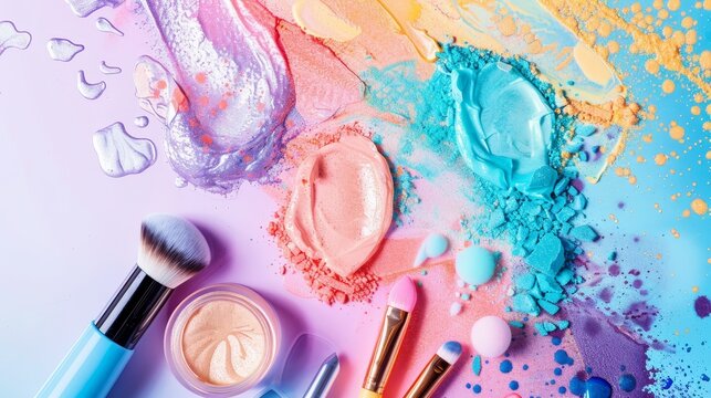Radiant Beauty Influencer Showcasing Vibrant Product Recommendations on Colorful Background.