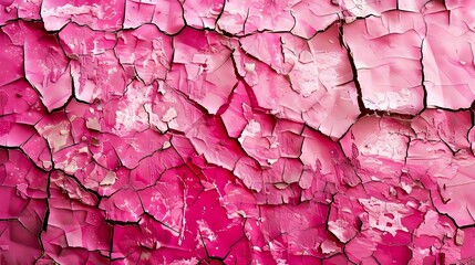 Fototapeta premium A pink peeling paint wall with cracks.