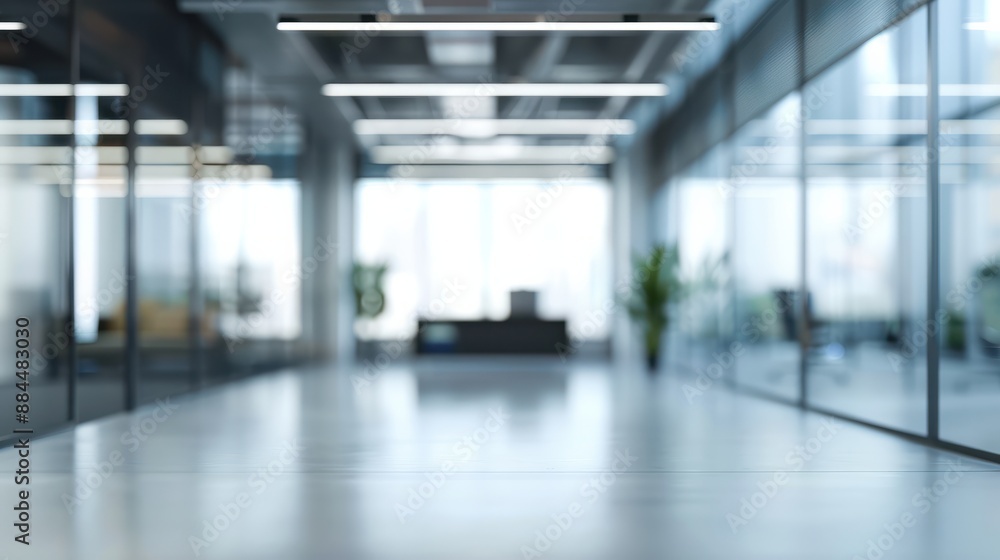 Poster blurred empty open space office. abstract light bokeh at office interior background for design.
