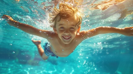 child diving in the pool