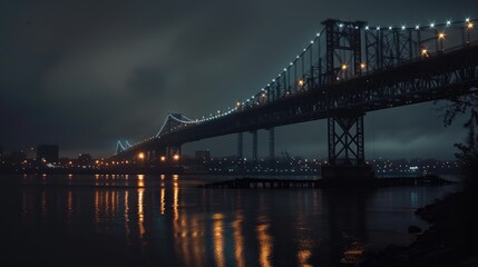 Fototapeta premium Bridge lit up against the night sky