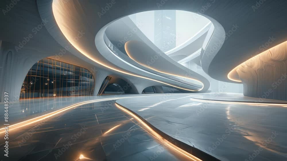Poster intersecting shapes give the impression of rolling waves captured in a geometric snapshot.