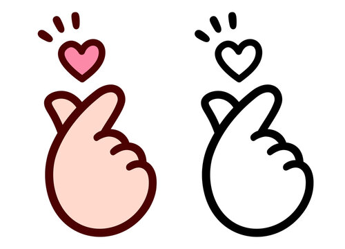 Cute cartoon finger heart gesture