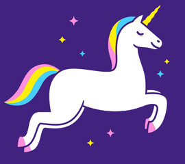 Unicorn jumping illustration