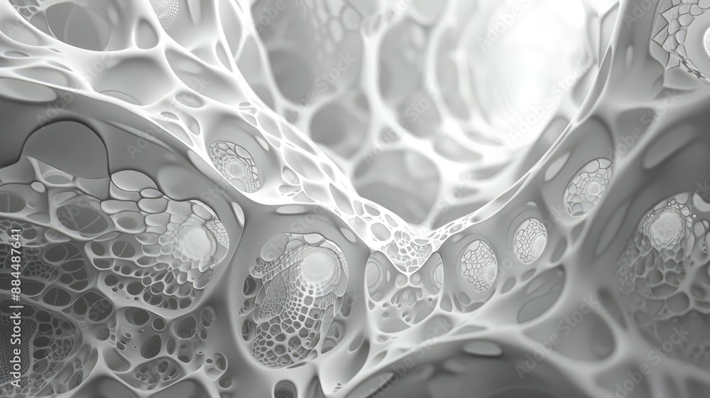 Poster computer generated abstract fractal backdrop in monochrome