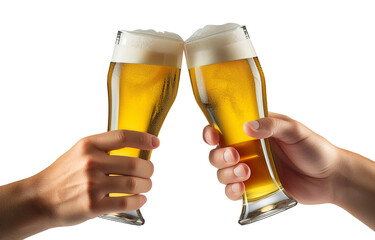 グラスビールを持って乾杯する人々の手