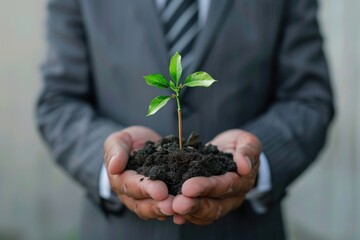 Green economy growth concept with businessman, Eco business investment