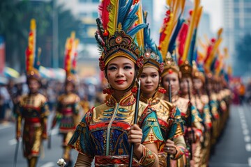 Fototapeta premium A Grand Parade of Festive Colors and Cultural Pride in Kuala Lumpur