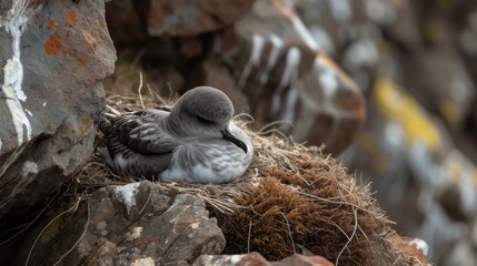 Cape petrel sitting on its nest 