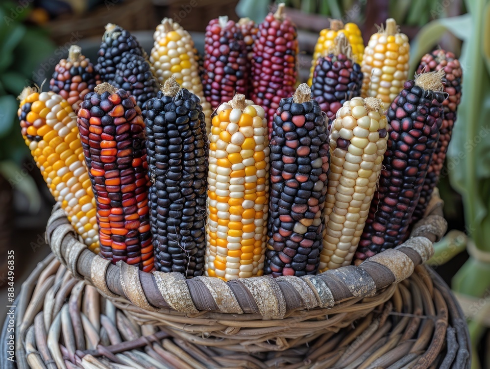 Wall mural Colorful Corn in a Basket