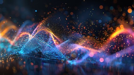 Abstract Digital Landscape with Blurry Lights