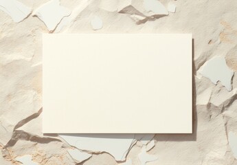 Mockup of two blank business cards on abstract white rock with neutral palette.