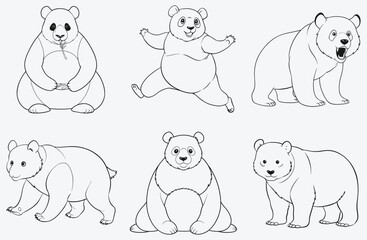 Obraz premium Giant Panda Line Art Mega Collection
