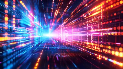 Curved neon light trails in a high-speed abstract scene showcasing motion and futuristic design