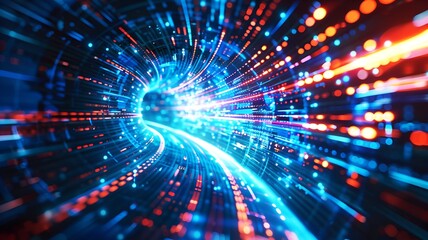 Obraz premium Futuristic tunnel of light and data representing high-speed connections and technology