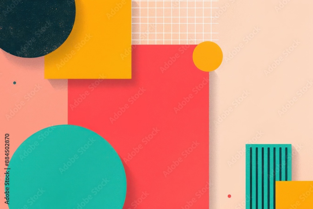 Poster abstract geometric background with colorful shapes. modern design with circles, squares, and pattern