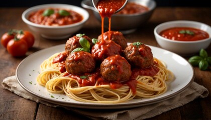 Homemade Spaghetti and Meatballs: Classic Italian Comfort Food with Rich Tomato Sauce