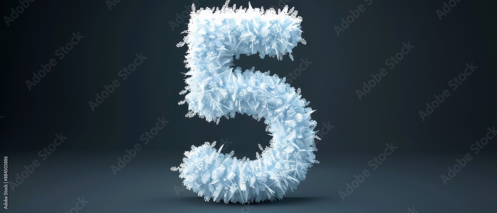 Fototapete a snowflake with the number 5 in the middle
