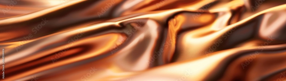 Poster abstract background with smooth, metallic golden waves and folds, creating a luxurious and elegant t