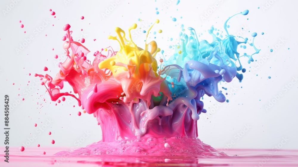 Aufkleber fluid art of colorful paint and ink exploding in water, capturing dynamic color explosions, illustra