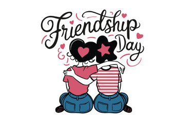 Happy friendship day card of the friend group 