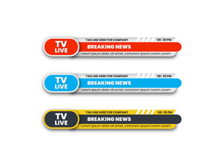 Set Of Bundles Breaking News Blue, Red and black lower third banner 