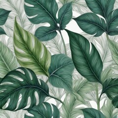 intricate patterns of leaves, in green color, floral background, wallpaper