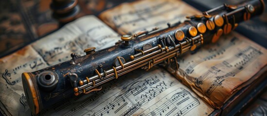 Vintage Clarinet on Sheet Music