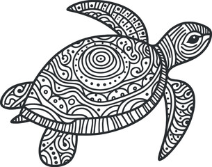 Fototapeta premium turtle mandala for the coloring page Silhouette pattern illustration art on White Background