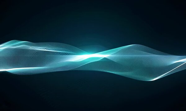 Abstract light wave on dark background, showing motion and energy