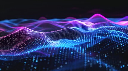 Abstract Digital Landscape with Neon Lights