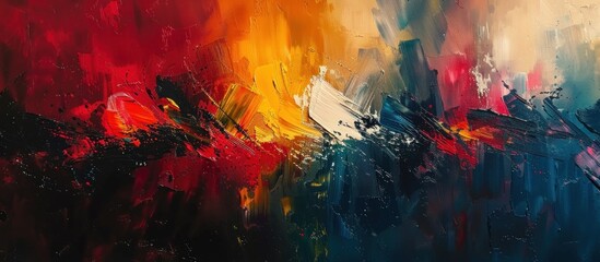 Abstract Art Painting with Red, Yellow, and Blue Hues