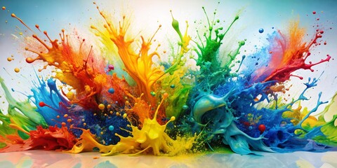 Abstract Colorful Paint Explosion, vibrant, dynamic, liquid, splash, abstract art, paint