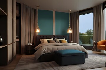 Designer Bedroom. Designer Master Bedroom with Great Colors and light

