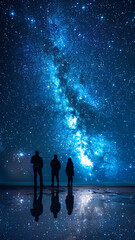 Obraz premium People stand in the night sky.generative ai