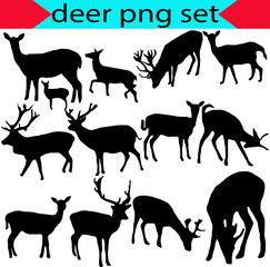 Collection of silhouettes of wild animals -transparent the deer family.png